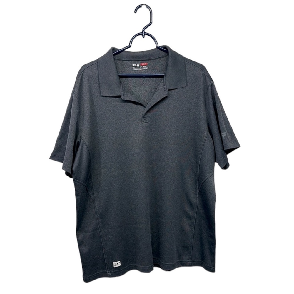 FILA Sport Top Golf Athletic Fit Gray Polo short sleeves 29”Long pullover